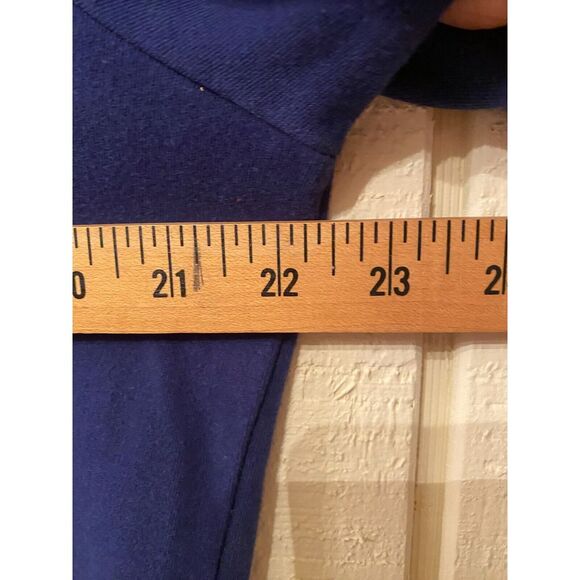 Quacker Factory T-Shirt Women's L Blue Embroidered Bling Sleeves Crew Neck - Picture 8 of 9